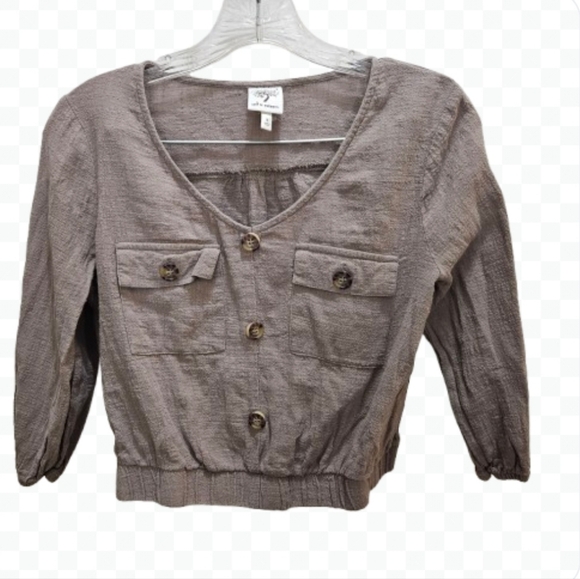 Self Esteem Taupe Y2K Vintage  Cropped Modern Boho Parisian Style RusticVibe SzS - Picture 1 of 7